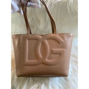 🛍️Dolce & Gabbana Authentic Logo Patch Leather Small Tote w/Dust Cover